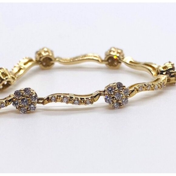 Sold!!! LeVian 14k Yellow Gold 1.39 CTW Diamond Link Safety Chain Bracelet - Picture 4 of 12